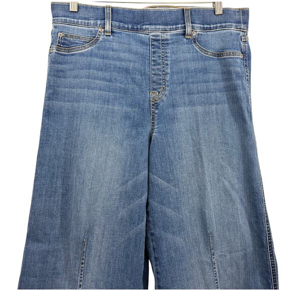 SPANX Seamed Front Wide Leg Jeans Vintage Indigo High Rise Stretch Denim Sz XL - Picture 4 of 12